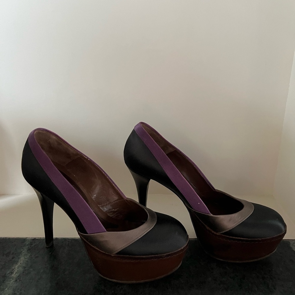 Marni Satin Multi Color Platform Pumps - image 2